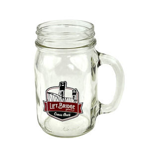 Pint Clear Glass Mason Drinking Jar Mug Glass w/ Handle 16oz Lift Bridge Brewing